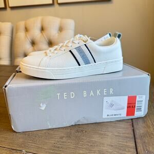 Ted Baker London Bailey Icon Sneaker Size 6.5 NWOT w/Box Blue White Designer